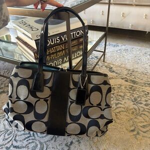 Coach Black and Gray Signature Shoulder Bag